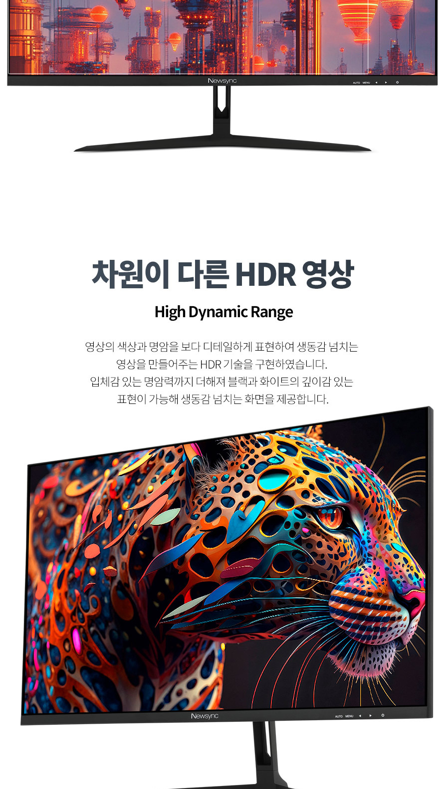 비트엠 Newsync 27Q2K QHD 패스트 IPS 240 게이밍 무결점 - HDR 기술