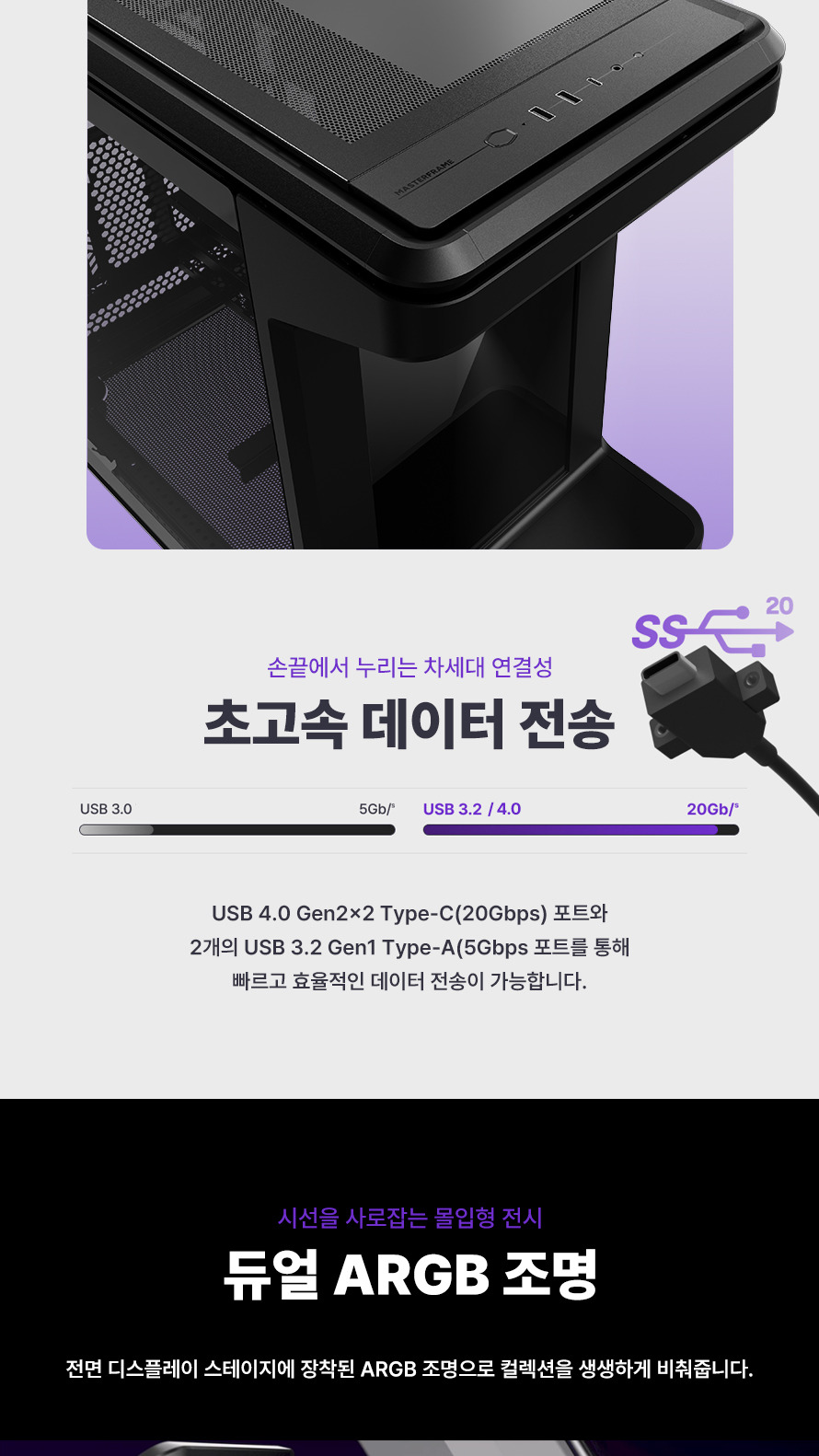 쿨러마스터 MasterFrame 360 스테이지 LCD (블랙) - 속도와 조명의 조화