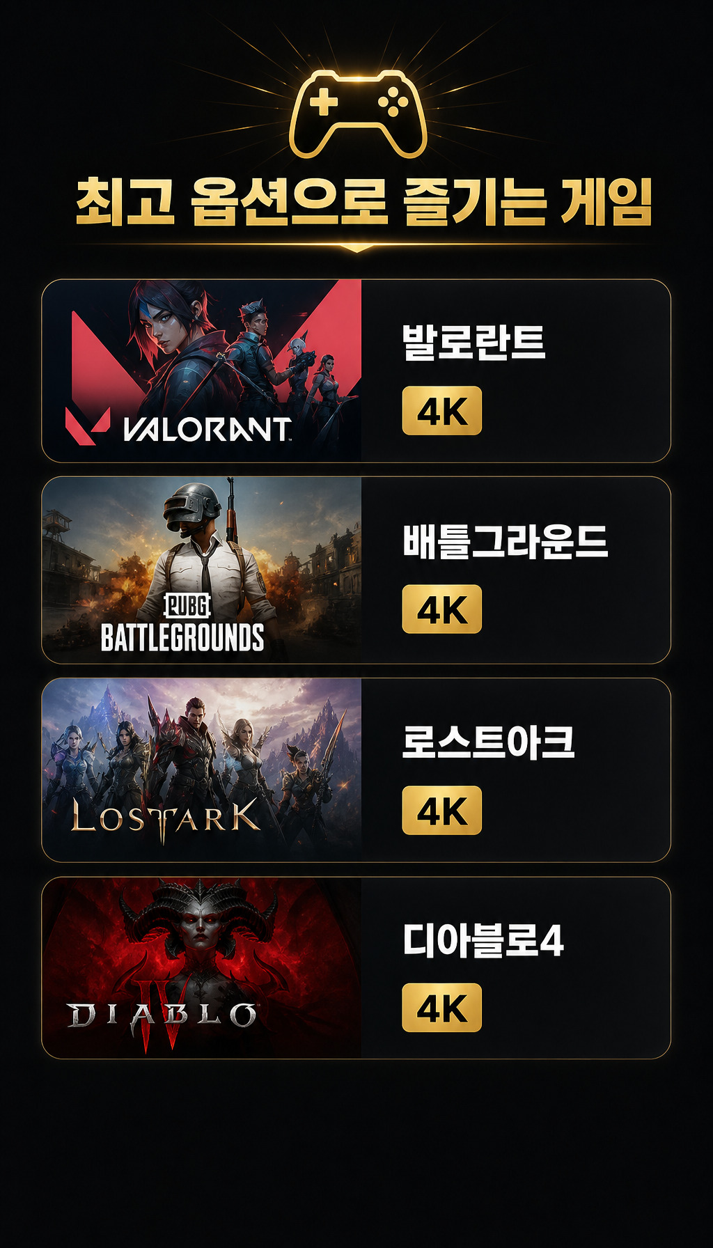  - 주요 게임 4K 성능 입증