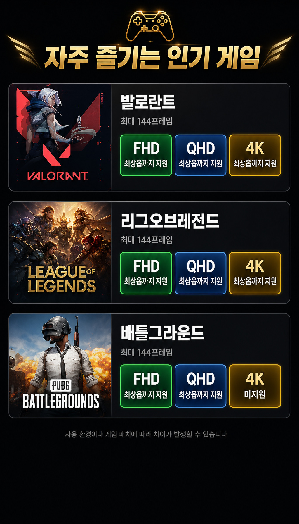  - 고사양 게임 성능 나열
