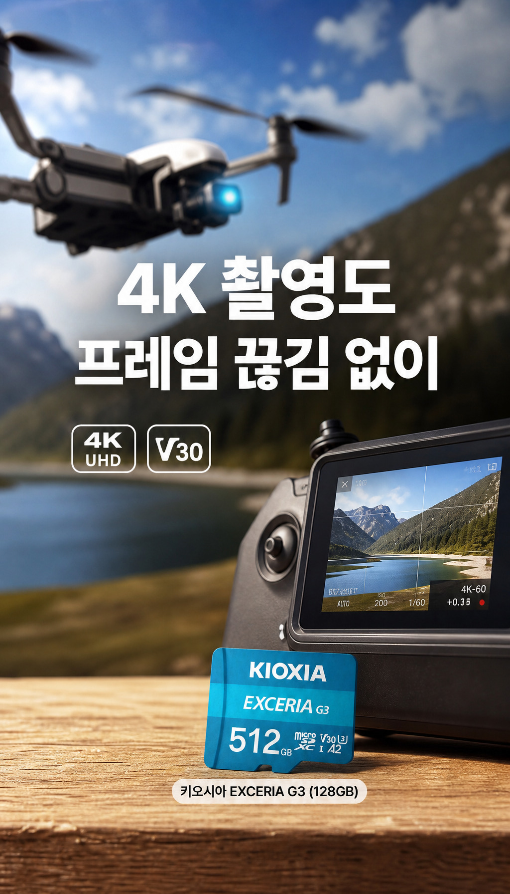 키오시아 micro SD Exceria G3 (128GB) - 4K 촬영 시연