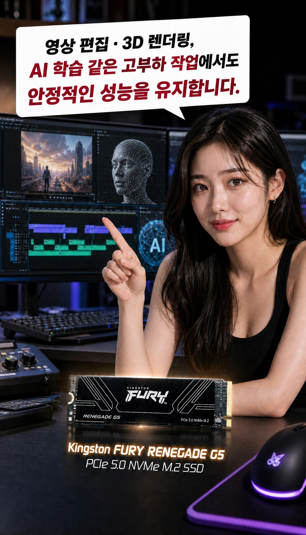 킹스톤 FURY Renegade G5 M.2 NVMe (2TB) - 작업 성능 강조