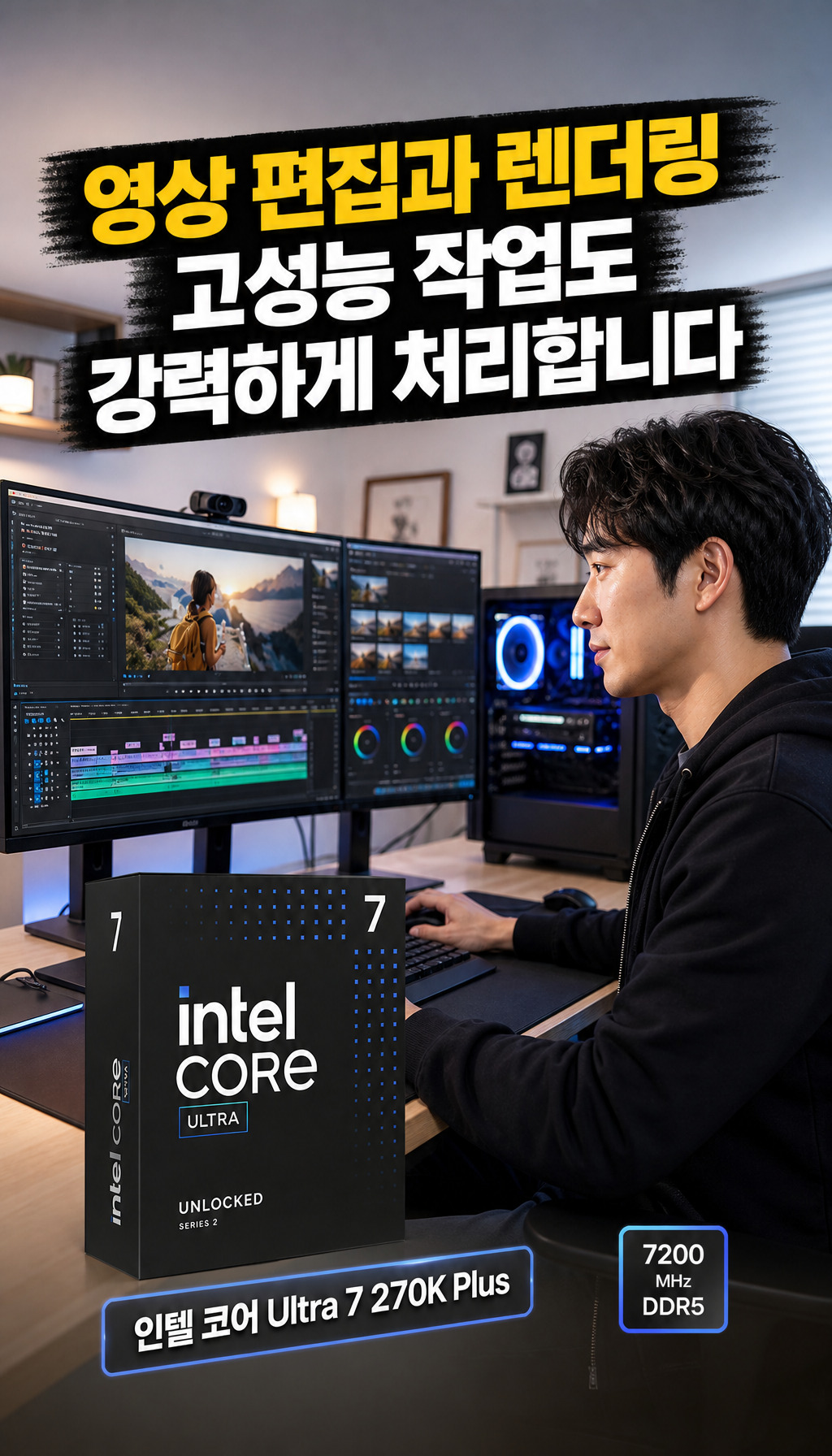[인텔 정품] 코어 울트라7 시리즈2 270K Plus (애로우레이크 리프레시) - 크리에이터 작업 부각