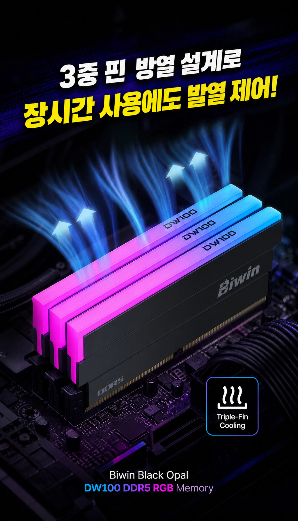 BIWIN DDR5-6000 CL28 DW100 RGB 화이트 패키지 (48GB(24Gx2)) - 발열 관리 설계
