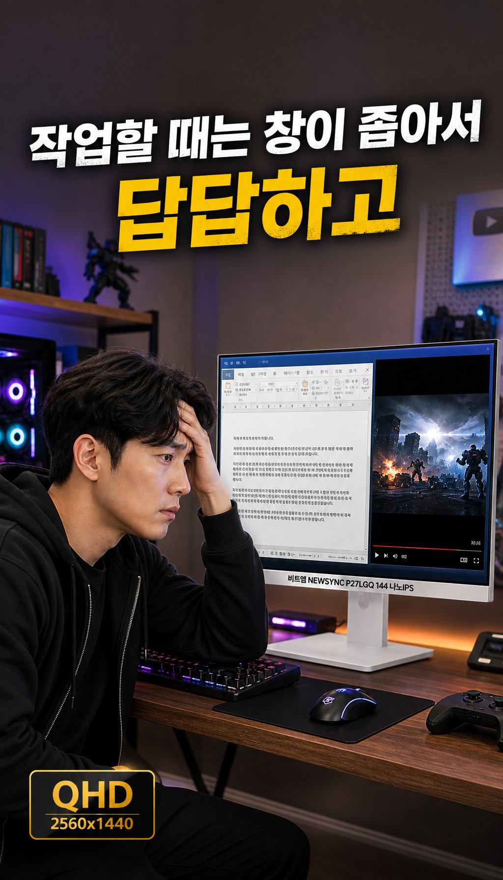 비트엠 Newsync P27LGQ 144 나노IPS 4면 슬림제로베젤 화이트 무결점 - 문제 인식 - 답답함과 끊김
