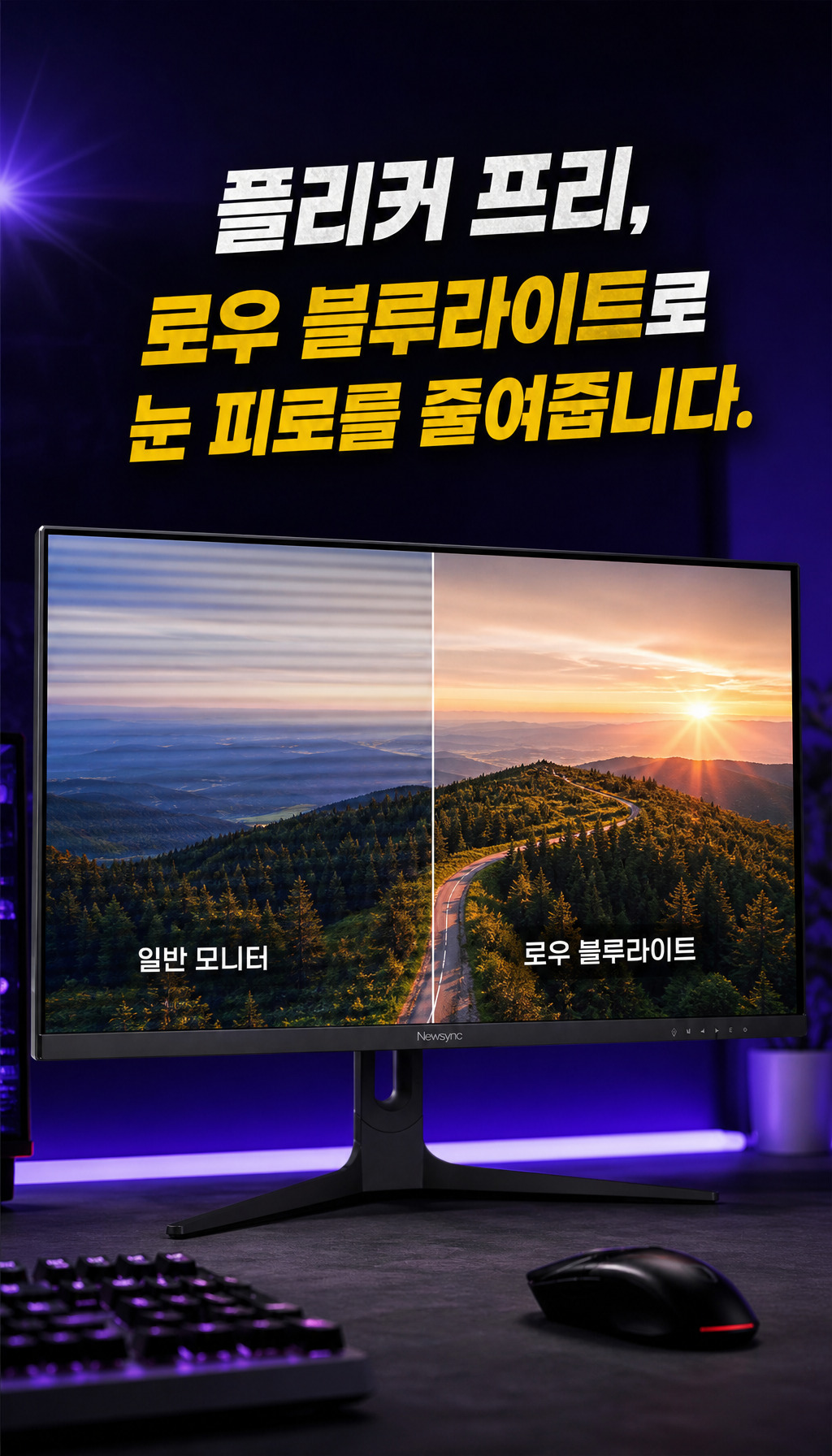 비트엠 Newsync 322F180 IPS 게이밍 HDR 무결점 - 눈 건강 기능