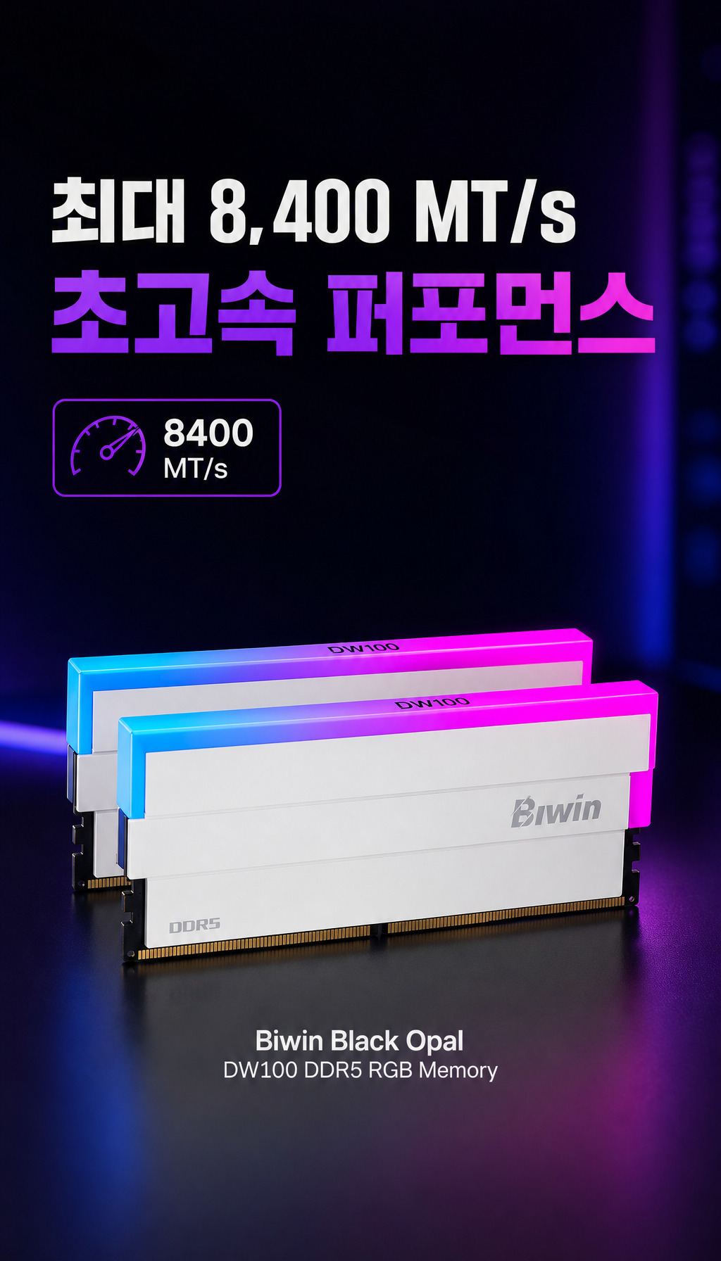 BIWIN DDR5-6000 CL28 DW100 RGB 블랙 패키지 (48GB(24Gx2)) - 속도, 숫자로 말하다