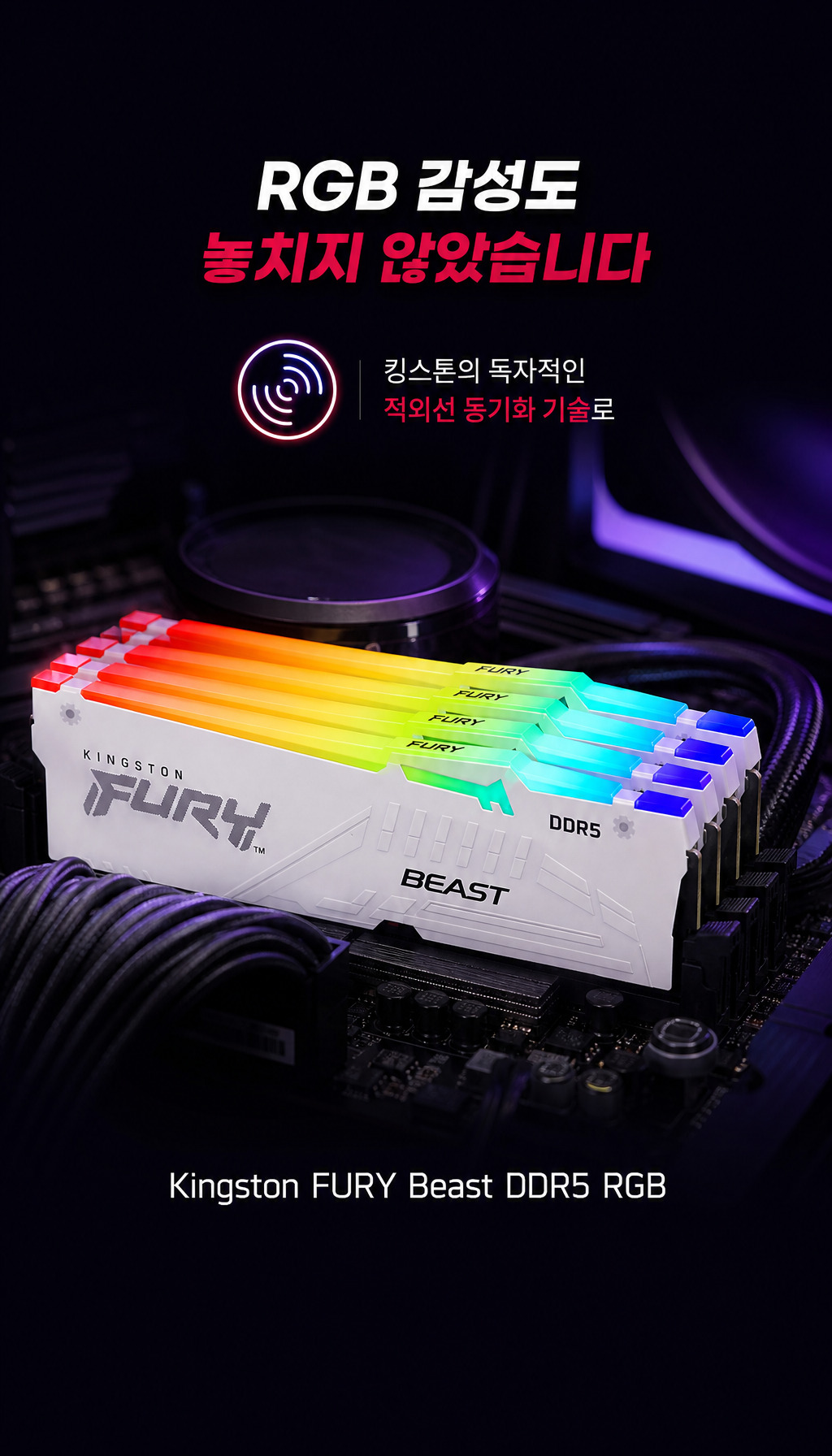 킹스톤 FURY DDR5-6000 CL30 Beast RGB 화이트 패키지 코잇 (32GB(16Gx2)) - RGB 동기화 기술