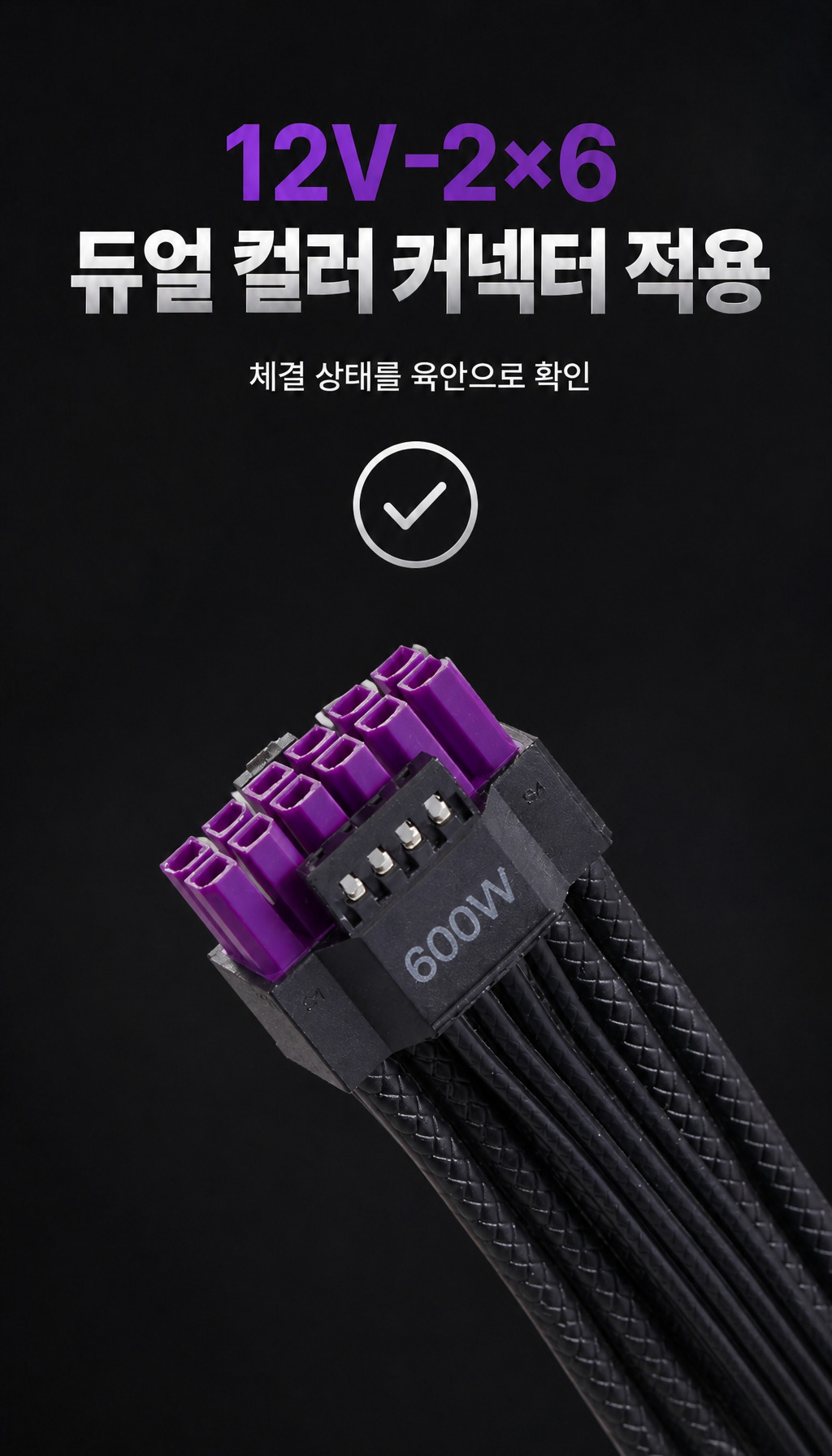 쿨러마스터 Elite Platinum 1000W 풀모듈러 - 안전한 연결 확인