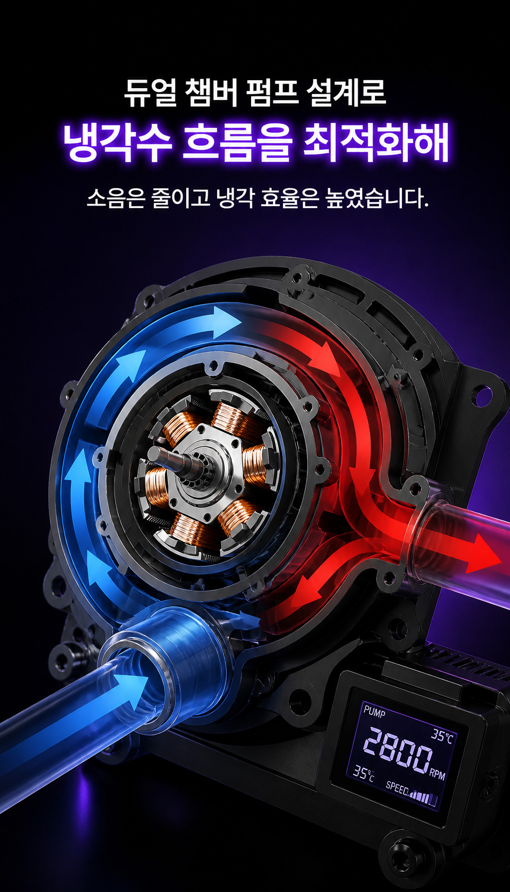 쿨러마스터 MasterLiquid Core LCD 4인치 360 ARGB (블랙) - 듀얼 챔버 펌프 설계