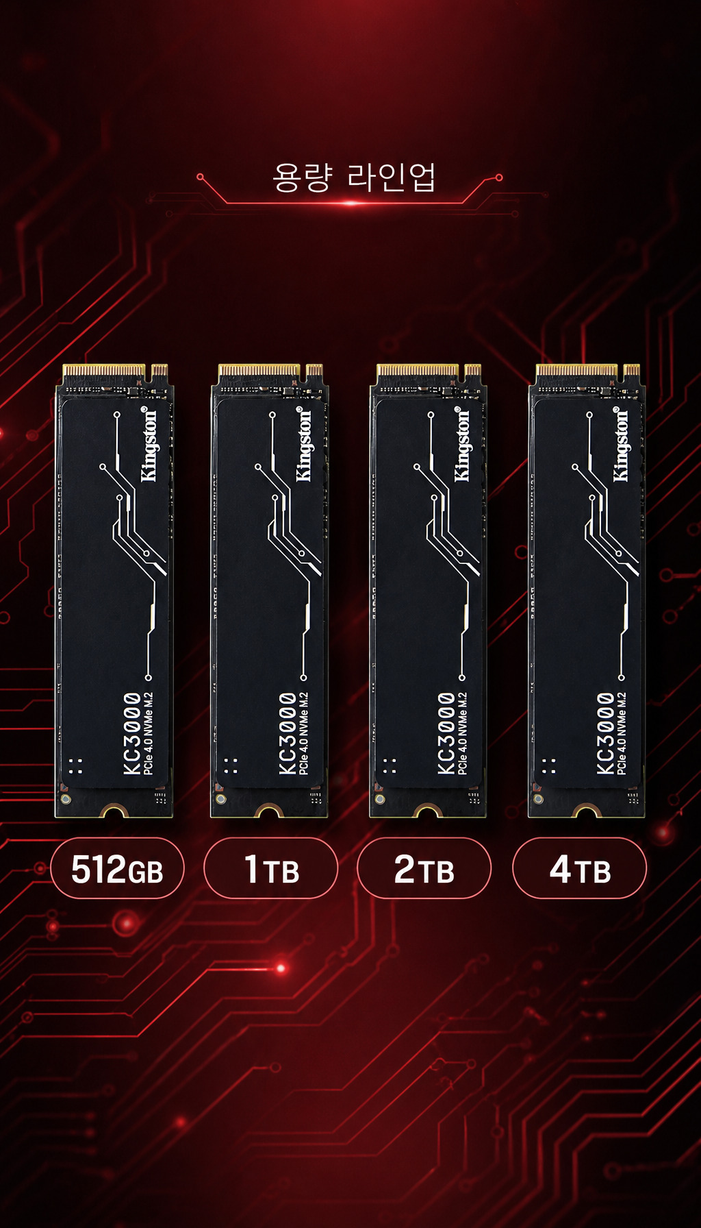 킹스톤 KC3000 M.2 NVMe 512G, 1TB, 2TB, 4TB - 용량 선택, 폭넓은 활용