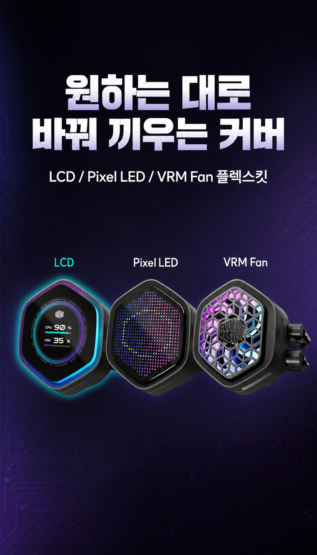 쿨러마스터 MASTERLIQUID 360 ATMOS II LCD - 플렉스킷 구조, 교체형 커버