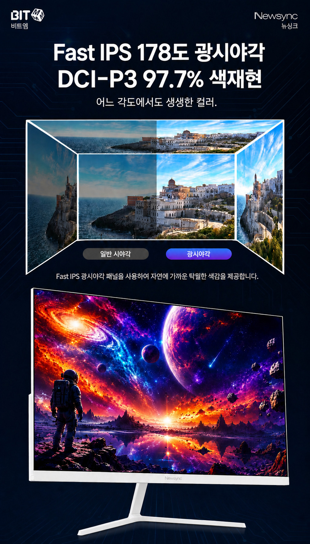 비트엠 Newsync P27FHD240 Fast-IPS 게이밍 무결점 - Fast IPS 패널과 색 재현력