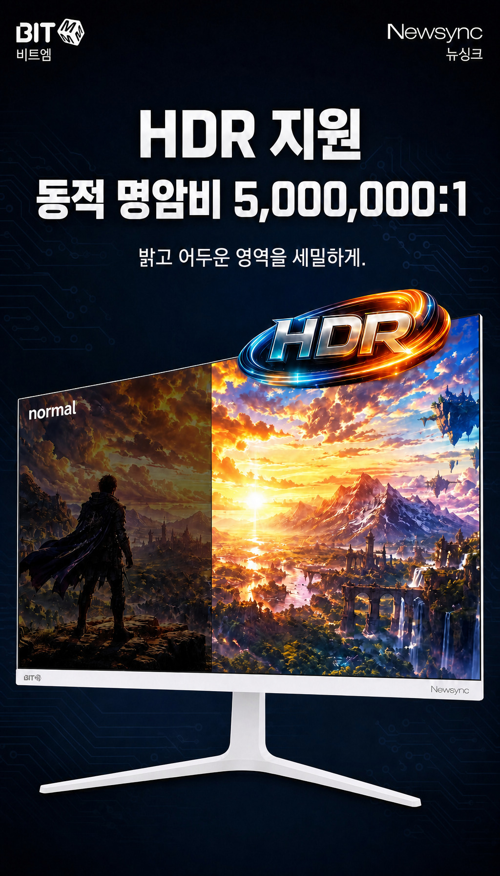 비트엠 Newsync P27FHD240 Fast-IPS 게이밍 무결점 - HDR과 동적 명암비