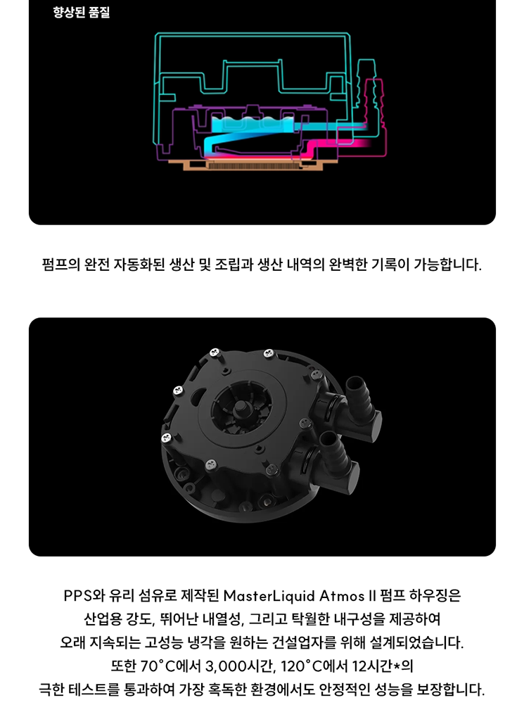 쿨러마스터 MASTERLIQUID 360 ATMOS II VRM Fan (블랙) - 내구성 강화 펌프 하우징